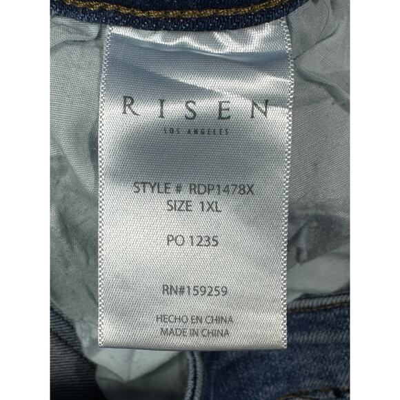 Risen Women's Distressed Straight Crop Blue Stretch Denim Jeans - Sz 1XL (35x28) - Picture 5 of 6
